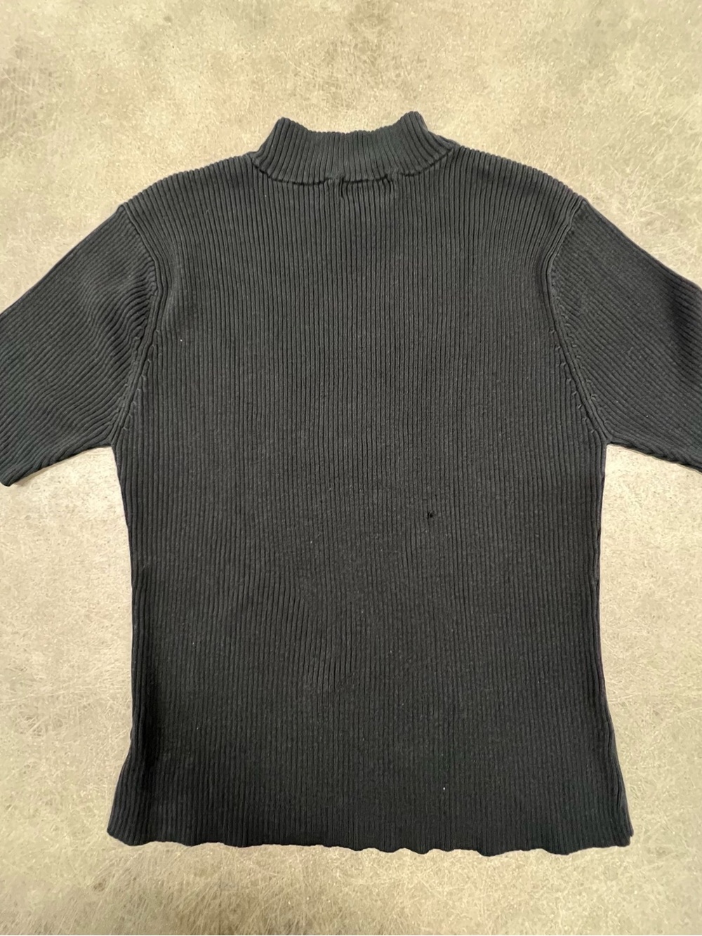 Worthington Black Ribbed Short Sleeve Mock Neck Top - Picture 2 of 5